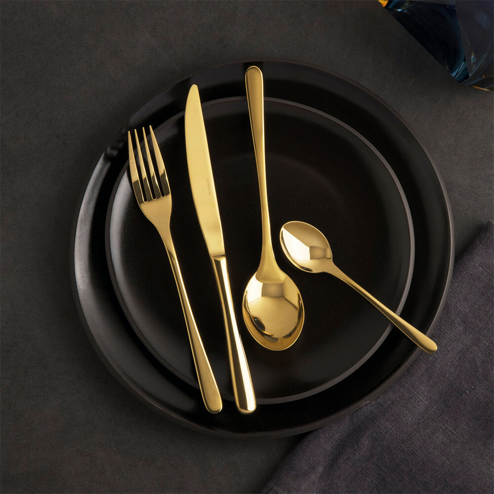 Sambonet Besteckset 24-teilig Taste Gold. Stimmungsbild.