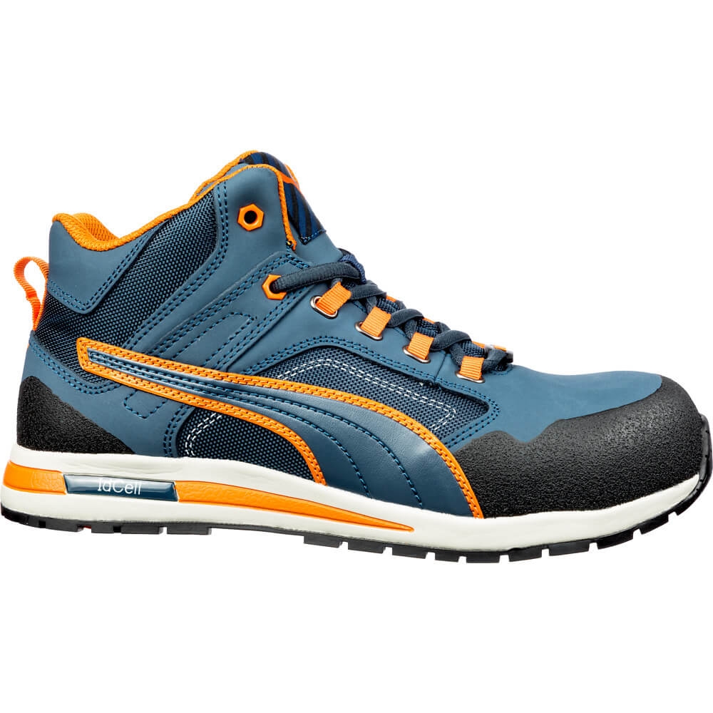 Puma 633140 Crosstwist Mid S3 HRO SRC Sicherheitsschuh Männer blau orange 41-46