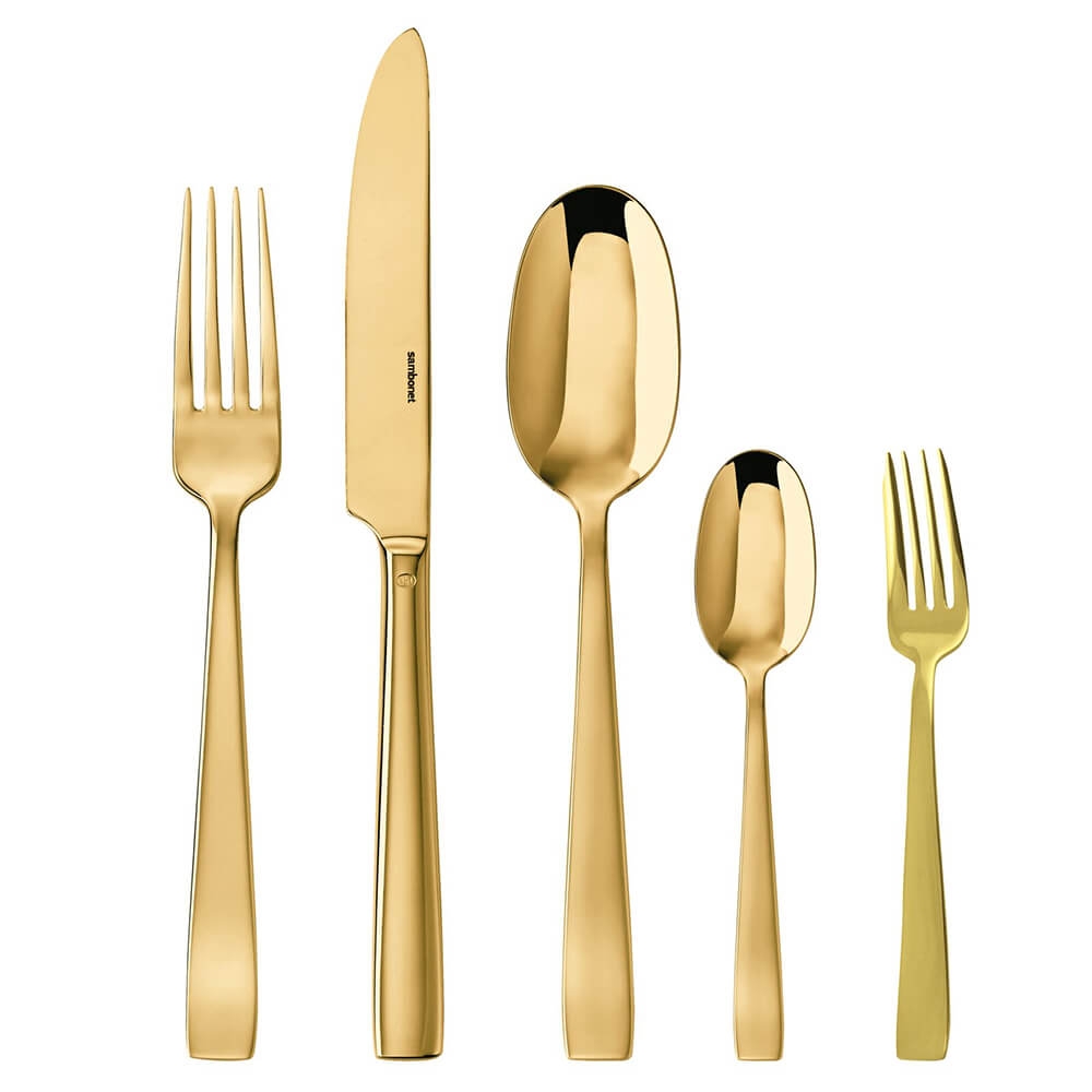 Sambonet Besteckset 30-tlg. Flat Mirror Gold. Hauptbild.