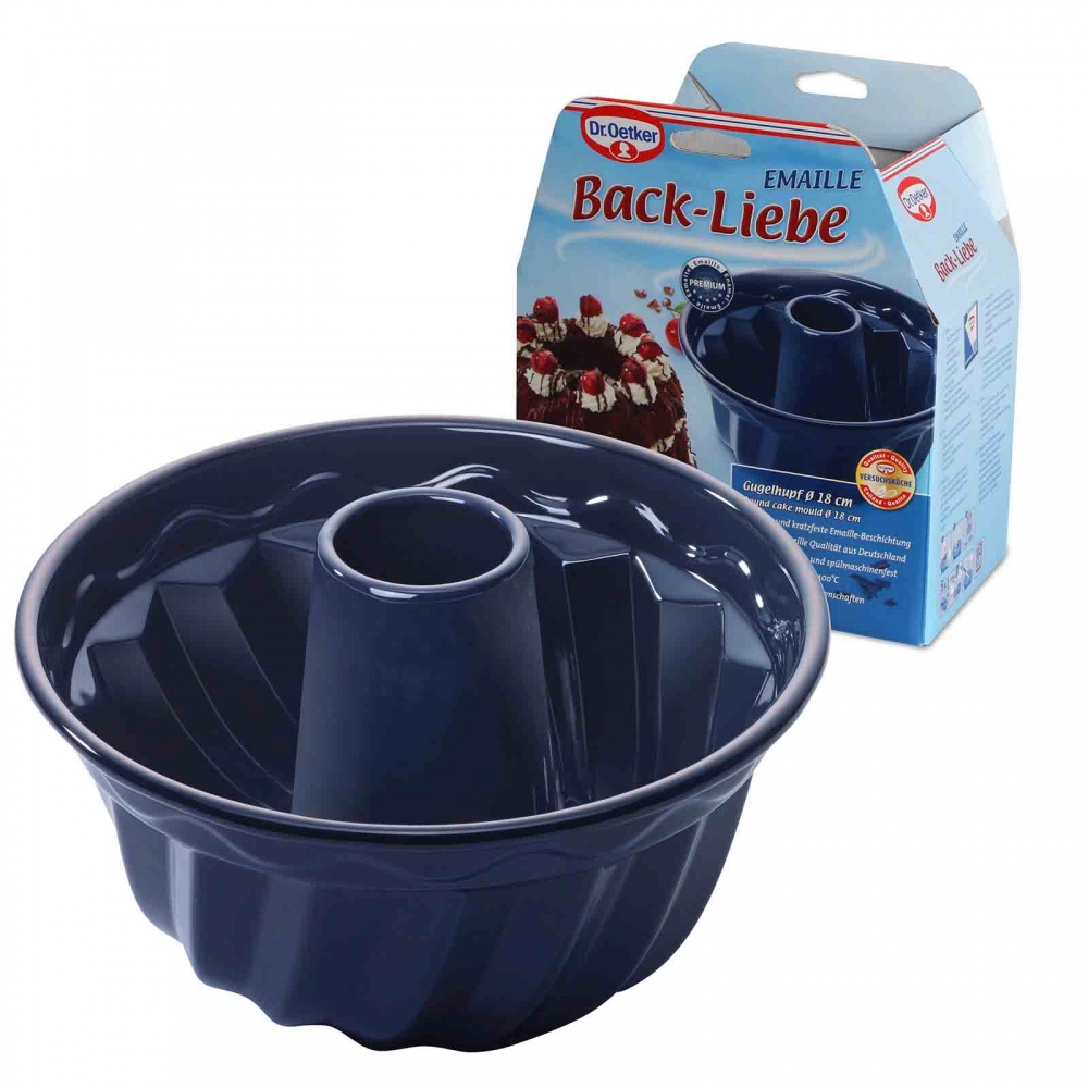 Dr. Oetker 18cm Gugelhupf Kuchenform Back-Liebe Emaille 1114 nachtblau