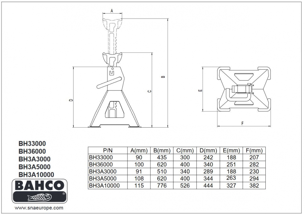 Bahco BH33000 Unterstellbock Paar 3 Tonnen 30-45cm 