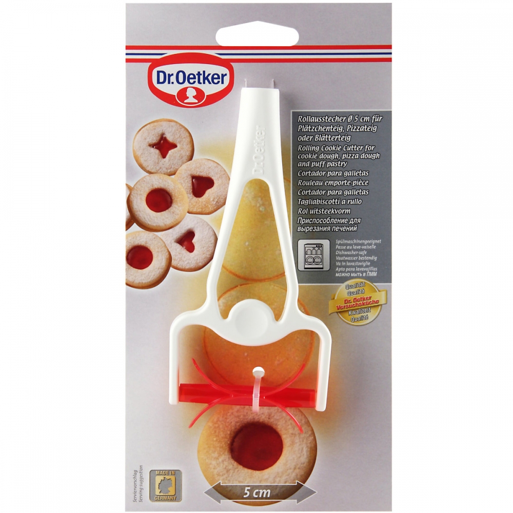 Dr. Oetker 16cm White Christmas Baking Rollausstecher weiß rot 1037 Plätchenroller 