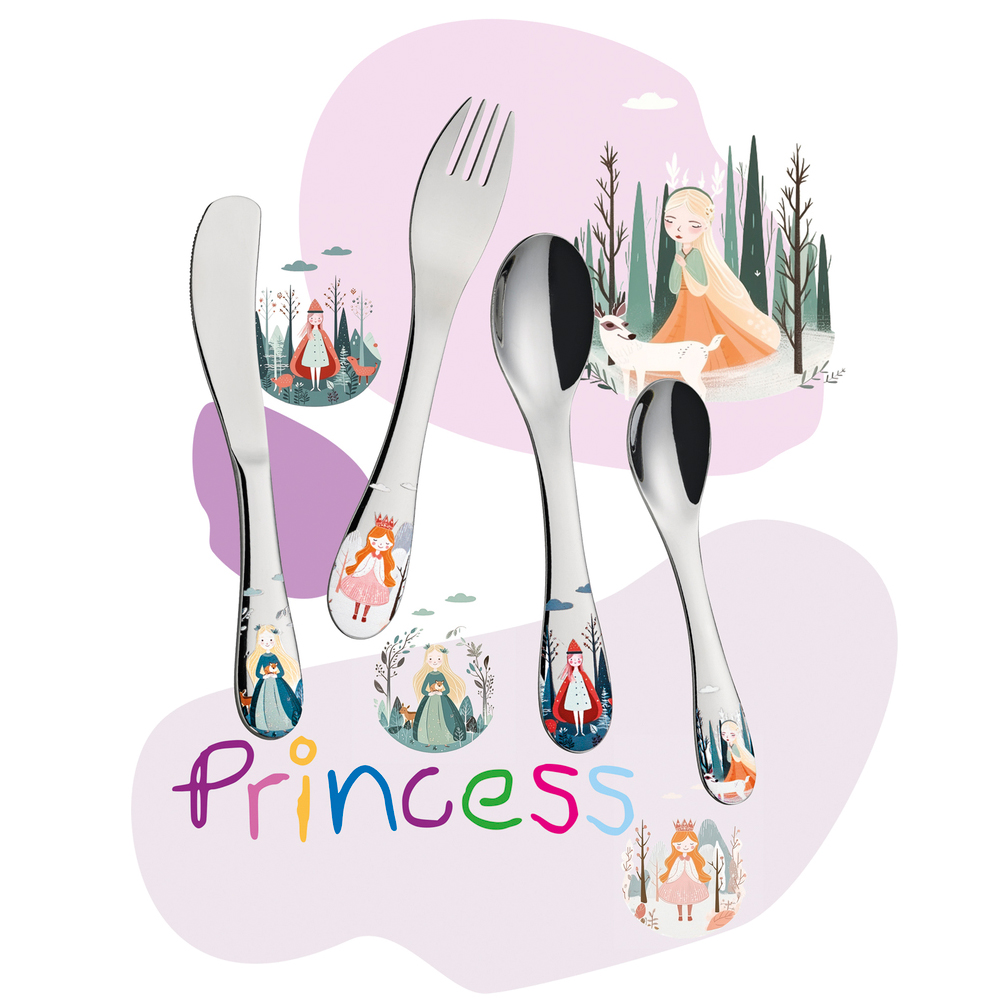 Cilio Kinderbesteck 4-teilig. Auswahl Princess. Stimmungsbild.