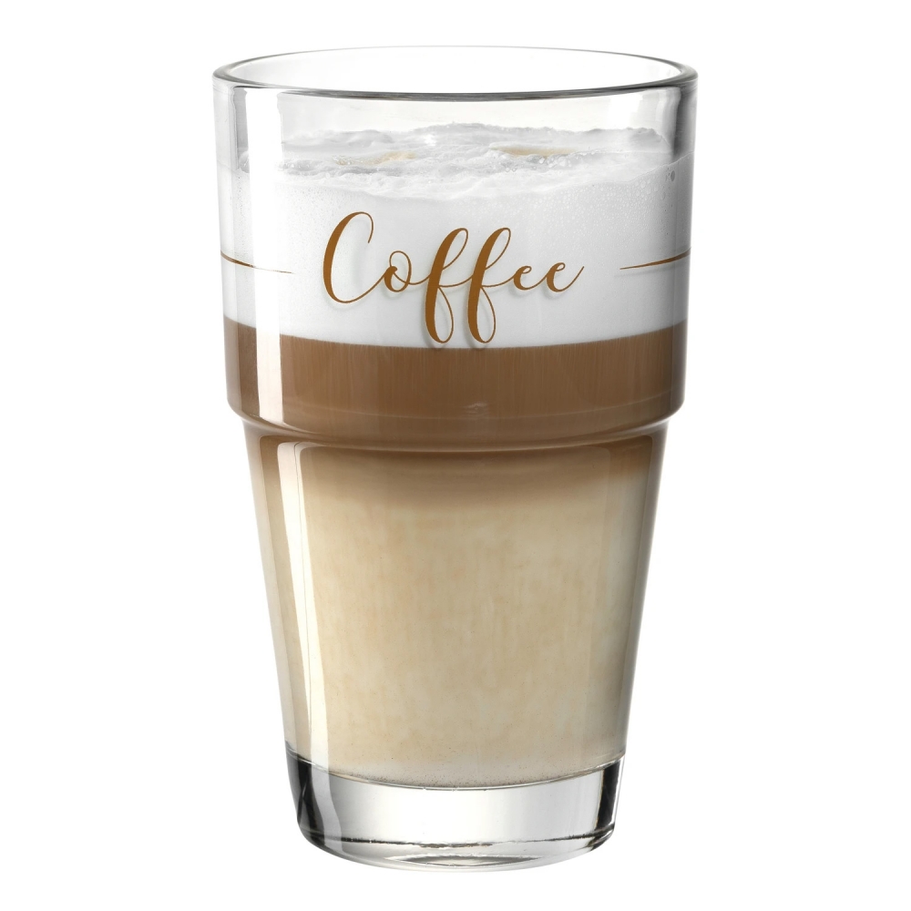 Leonardo 2er Set mit zwei 410ml Glas Bechern Coffee Solo mit 2 Löffeln