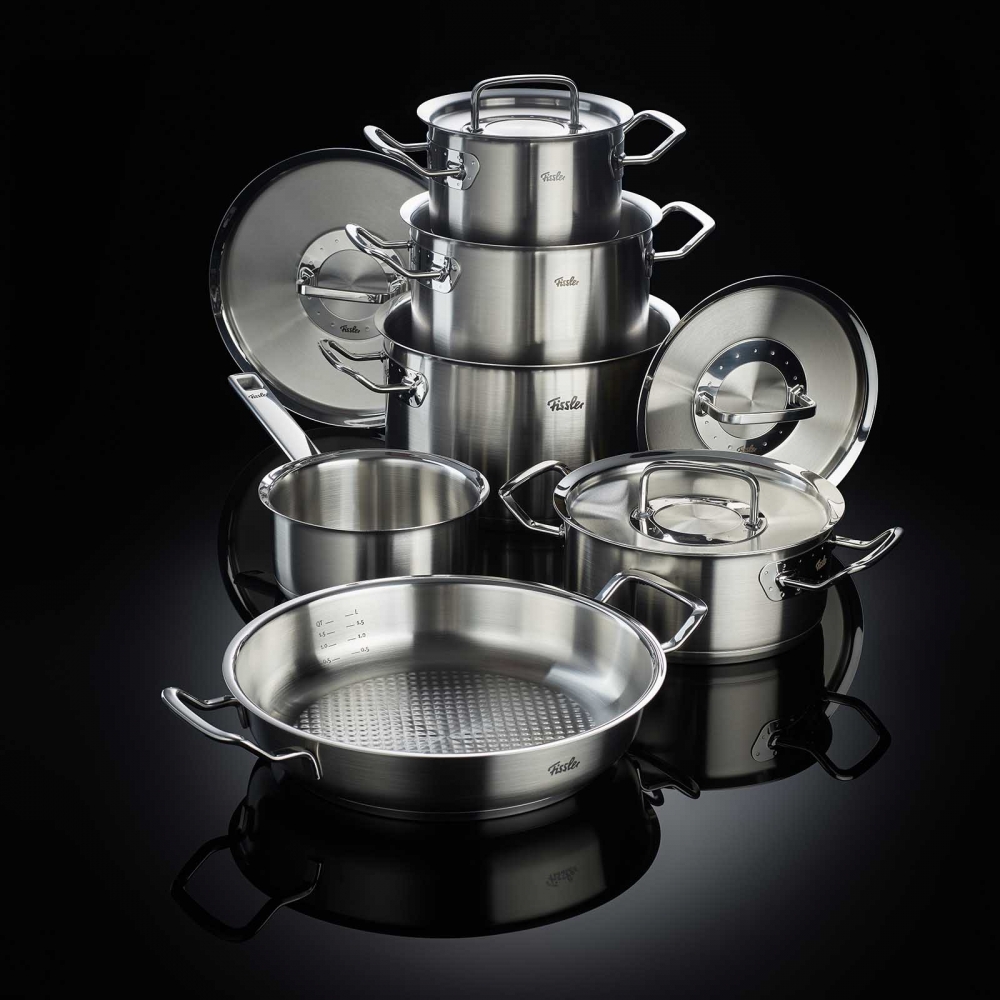 Fissler 5-teiliges Topfset original-profi collection Metalldeckel Induktion. Detailbild.