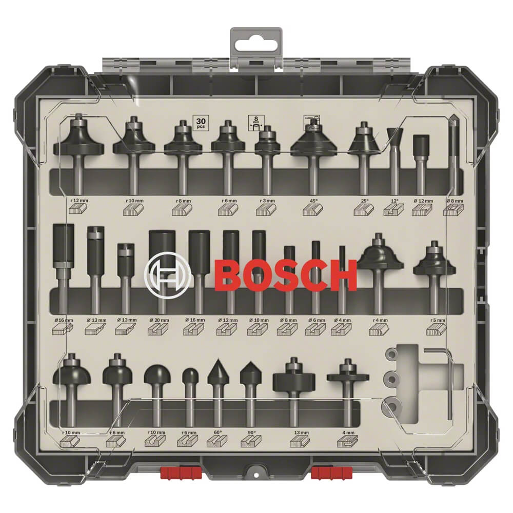 Bosch Fräser-Set 30-teilig 8-mm-Schaft