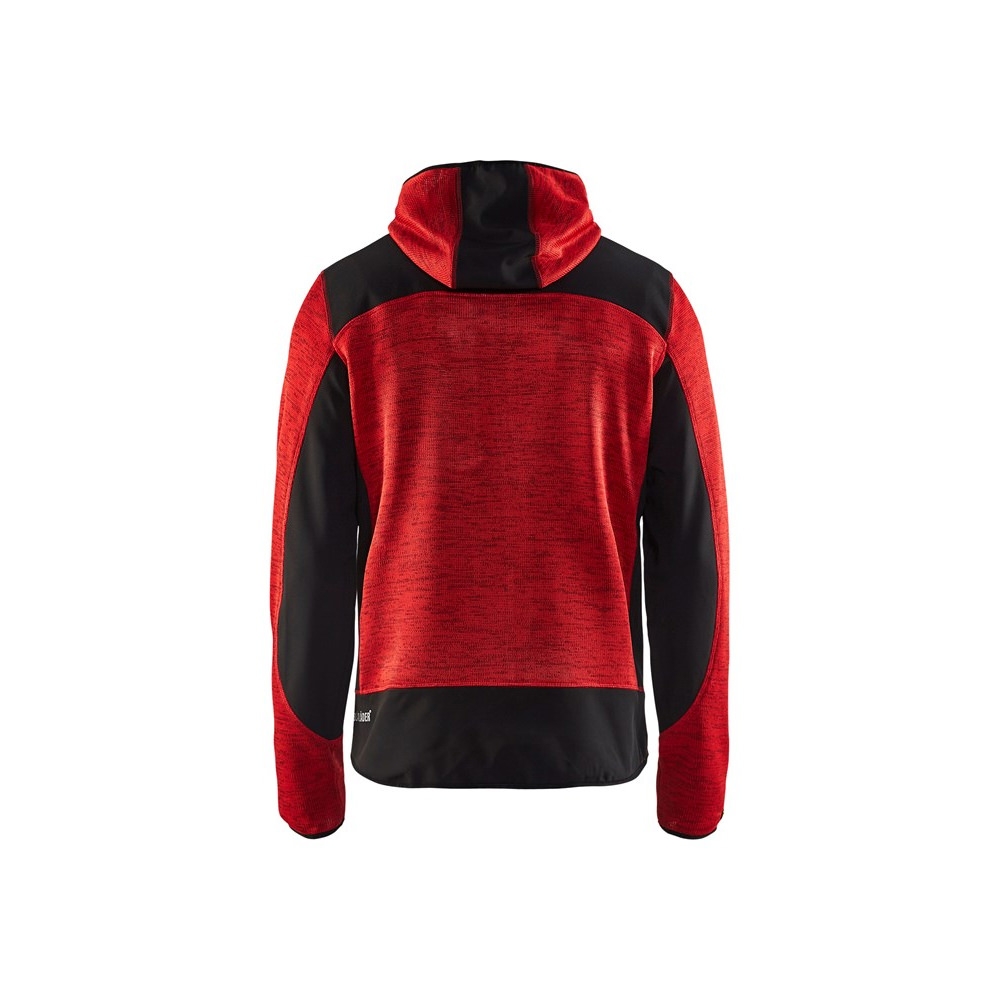 Blakläder 4930 2117 Herren Strickjacke mit Softshell-Verstärkungen Kapuze Rot Schwarz