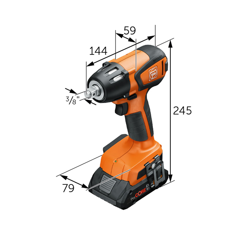 Fein Akku-Schlagschrauber AMP Share Detailbild Maße
