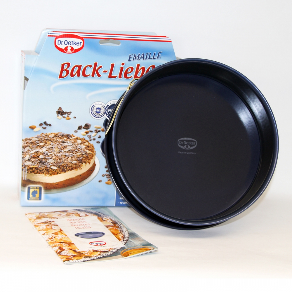 Dr. Oetker 1100 Back-Liebe Springform 26x8cm Emaille-Servierboden Antihaft-Ring