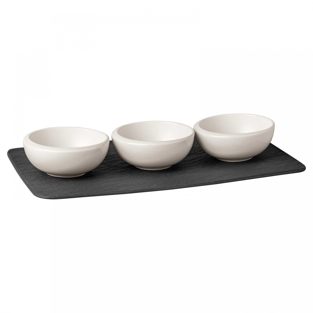 Villeroy und Boch 4-teilig Dipschälchen-Set NewMoon Porzellan Schieferoptik 1042649023. Hauptbild.