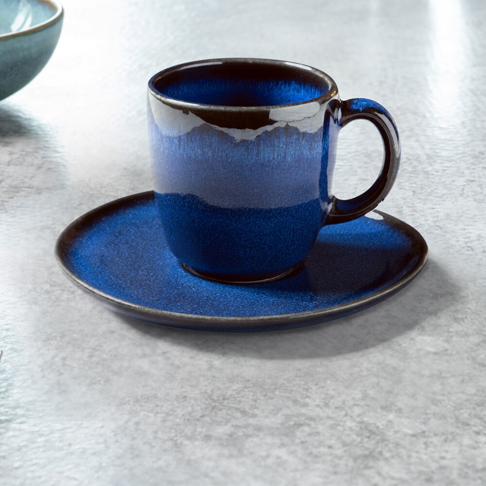 Villeroy und Boch 15cm Kaffeeuntertasse Lave bleu. Stimmungsbild.