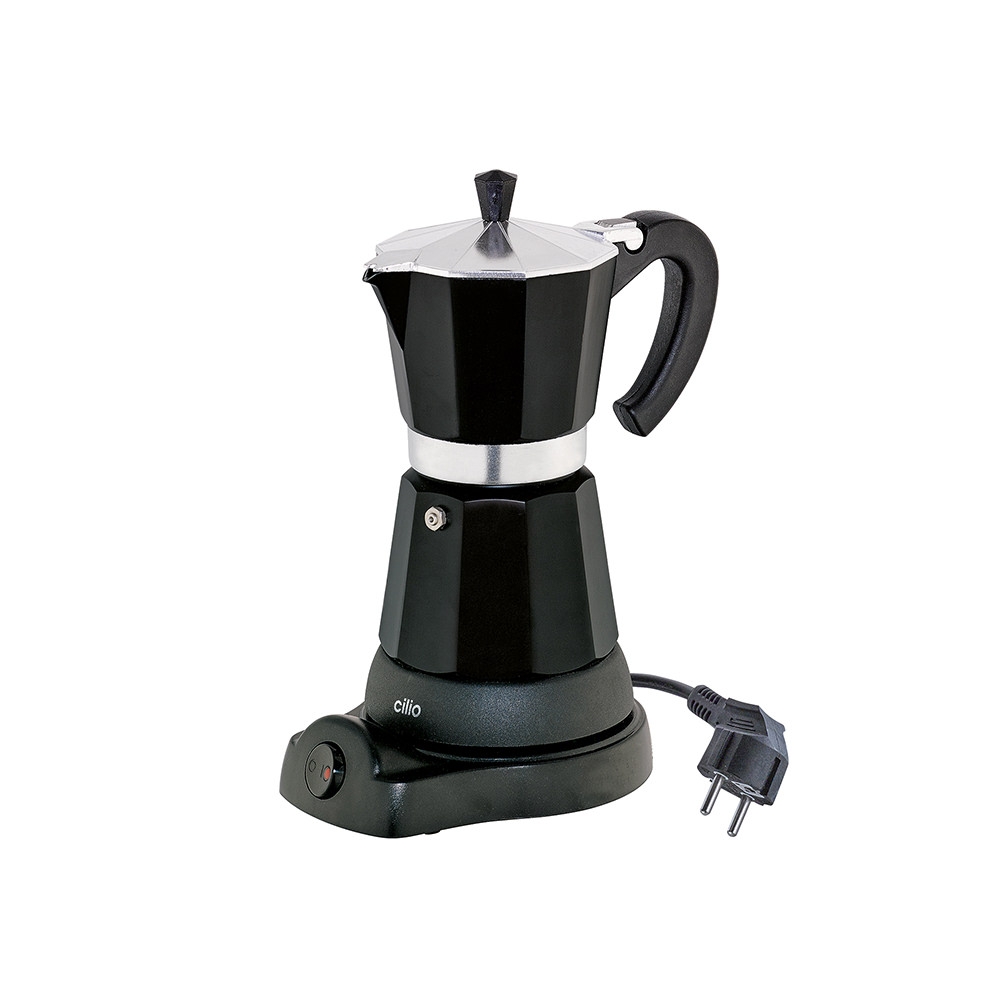 Cilio elektrischer Espressokocher Classico für 6 Tassen Aluminium in Schwarz