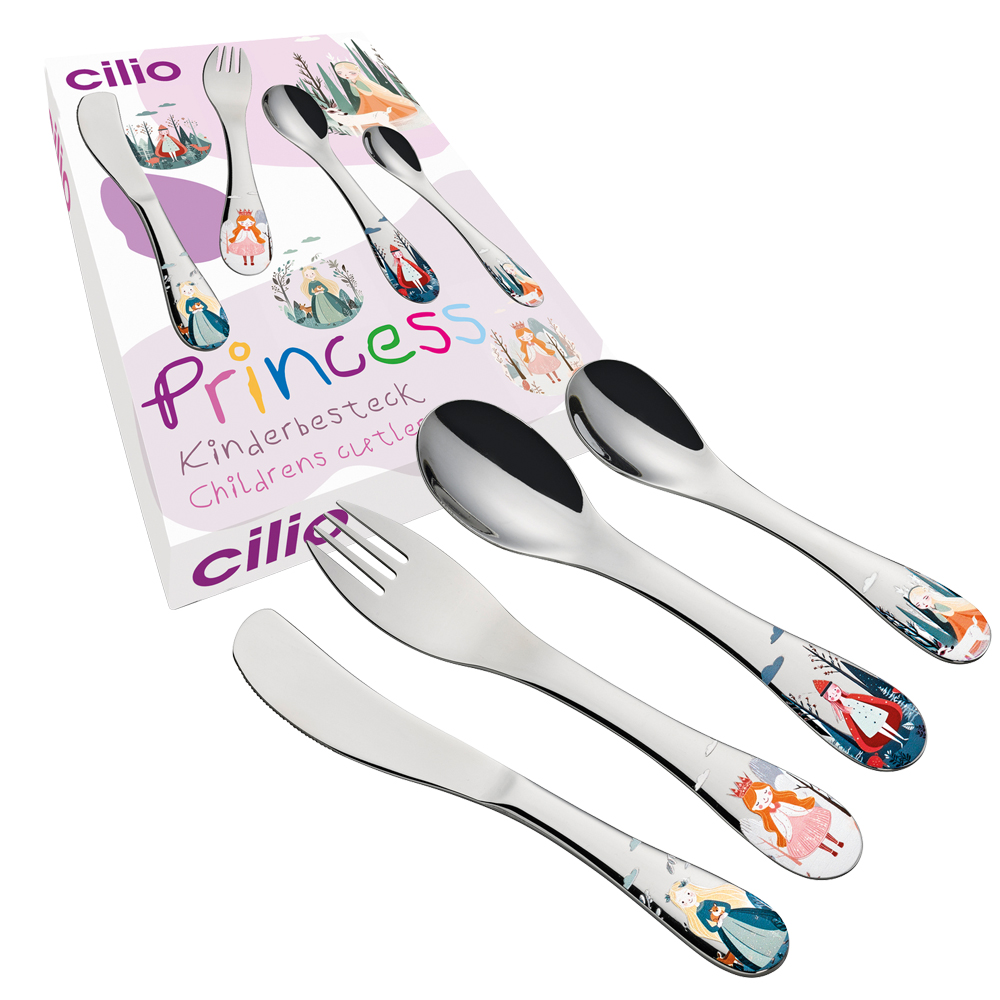 Cilio Kinderbesteck 4-teilig. Auswahl Princess.