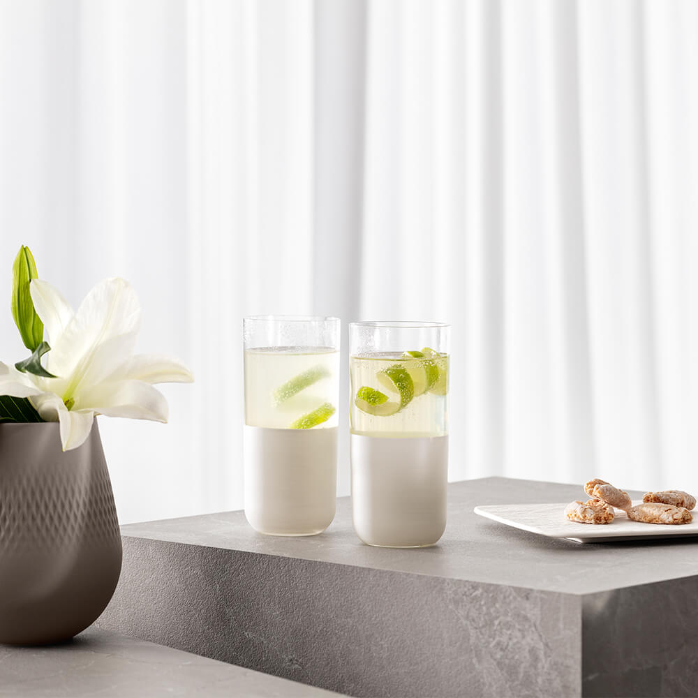 Villeroy & Boch Longdrinkglas Manufacture Rock blanc 4-teilig. Stimmungsbild.